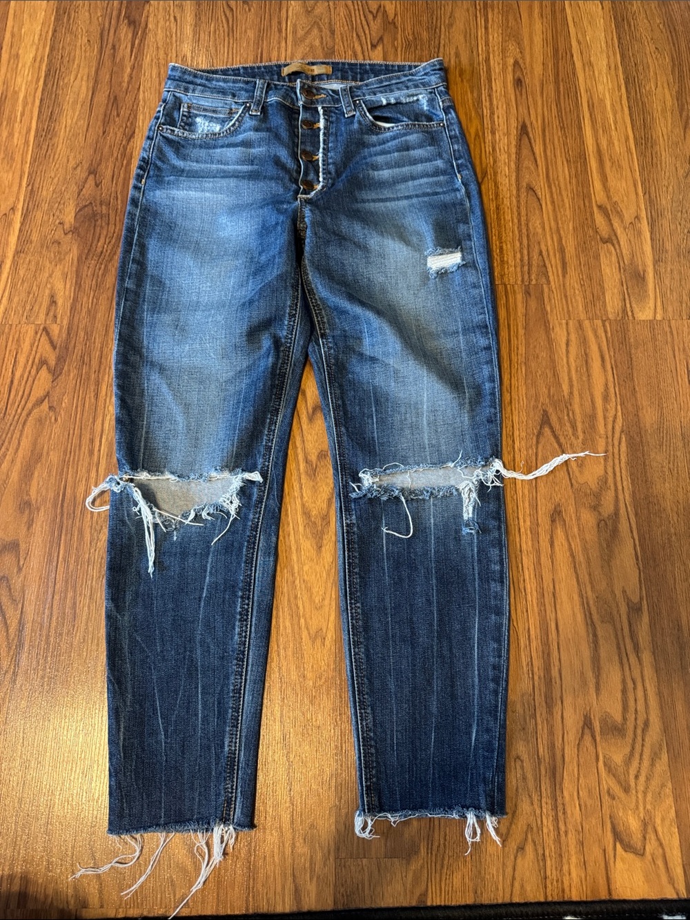 Joe's Jeans Distressed Knee-Slit Medium Blue Denim